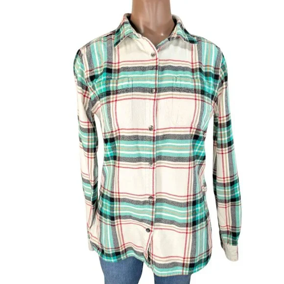 SOLD Woolrich XS Pemberton Plaid Long Sleeve Button Front Flannel Shirt - Picture 1 of 9